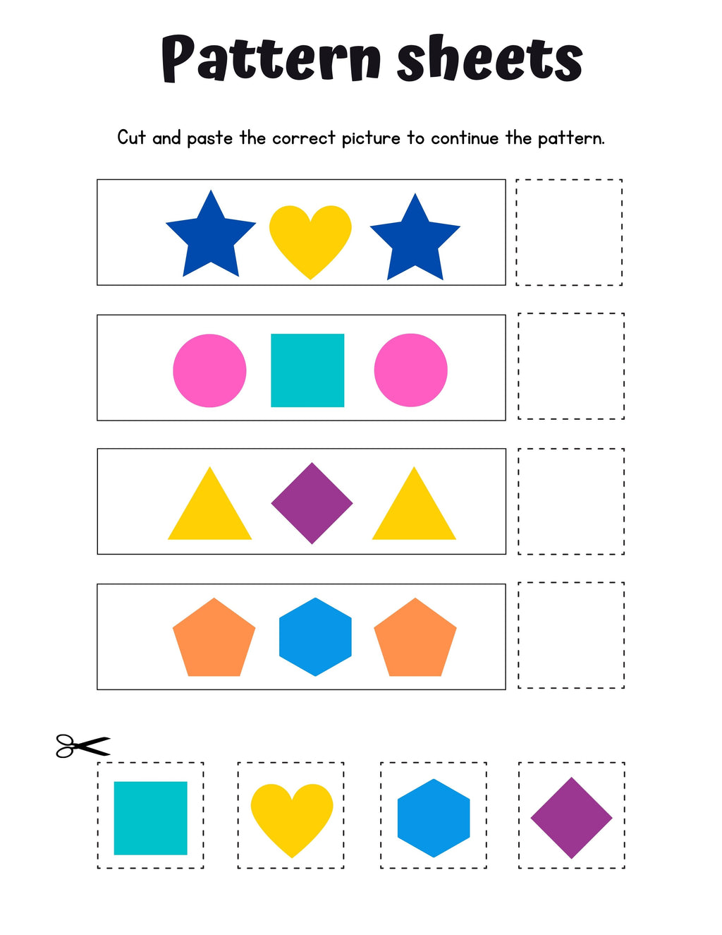 Printable Kids Activity Workbook PDF | 122 Pages Learning Worksheets | Patterns, Matching, Colors & Shapes (Ages 3–6)